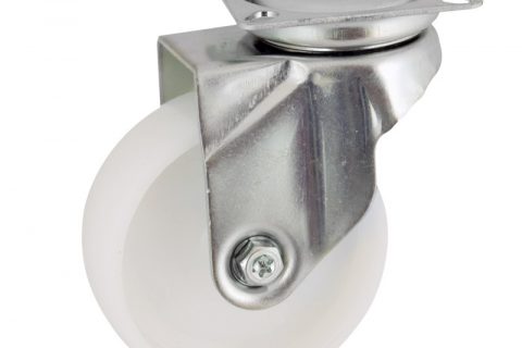 Zinc plated swivel caster 50mm for light trolleys,wheel made of polyamide,plain bearing.Top plate fitting