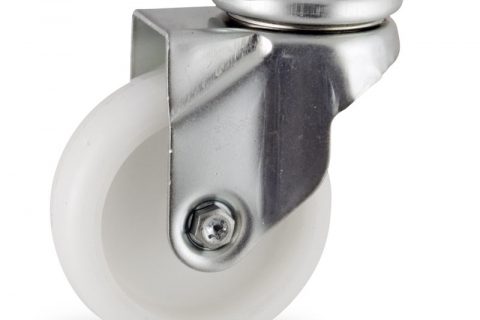 Zinc plated swivel caster 50mm for light trolleys,wheel made of polyamide,plain bearing.Top plate fitting