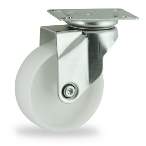 Zinc plated swivel caster 125mm for light trolleys,wheel made of polyamide,plain bearing.Top plate fitting