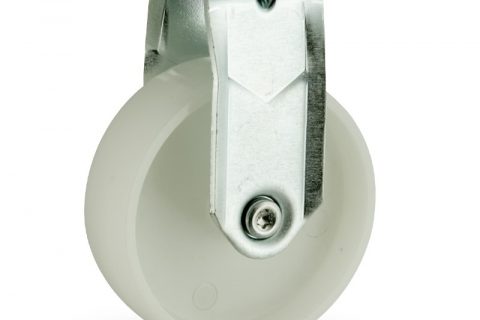 Zinc plated fixed caster 125mm for light trolleys,wheel made of polyamide,plain bearing.Top plate fitting