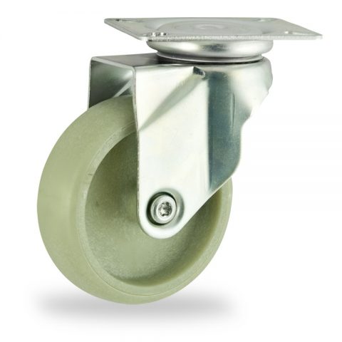 Zinc plated swivel caster 100mm for light trolleys,wheel made of polyamide with Fiber glass,plain bearing.Top plate fitting