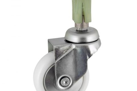 Zinc plated swivel caster 50mm for light trolleys,wheel made of polyamide,plain bearing.Fitting with square expander socket 24/27