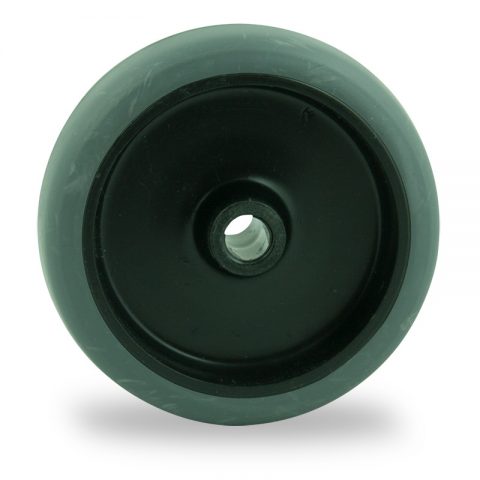 Wheel 50mm for light trolleys made from grey rubber,plain bearing.