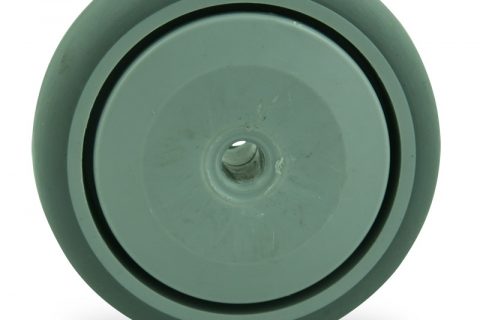 Wheel 100mm for light trolleys made from grey rubber,single precision ball bearing.
